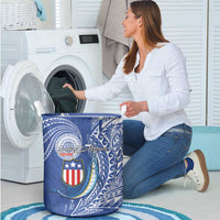 American Samoa Flag Day Laundry Basket Fautasi Race Fagatogo-Iseula O Le Moana Sailfish Tribal Style LT03 - Polynesian Pride