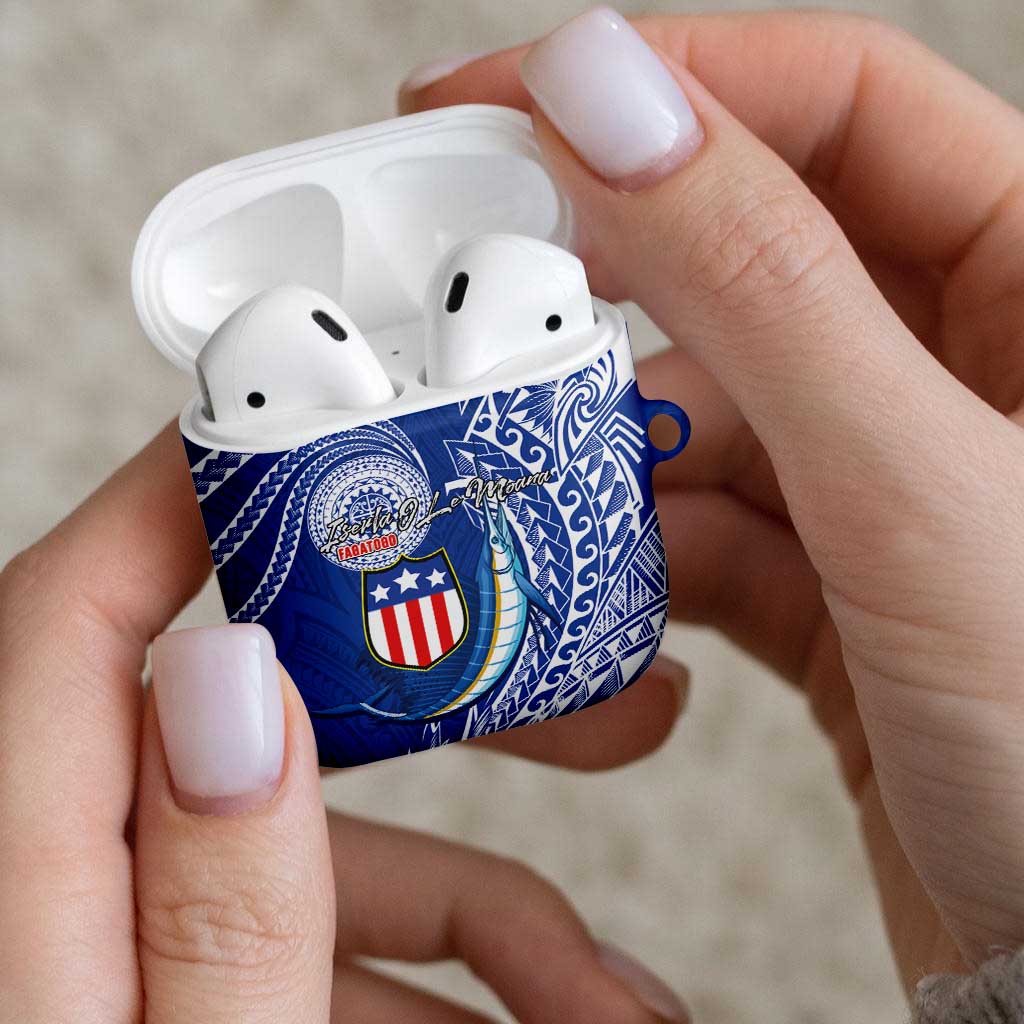 American Samoa Flag Day AirPods Case Fautasi Race Fagatogo-Iseula O Le Moana Sailfish Tribal Style LT03 - Polynesian Pride