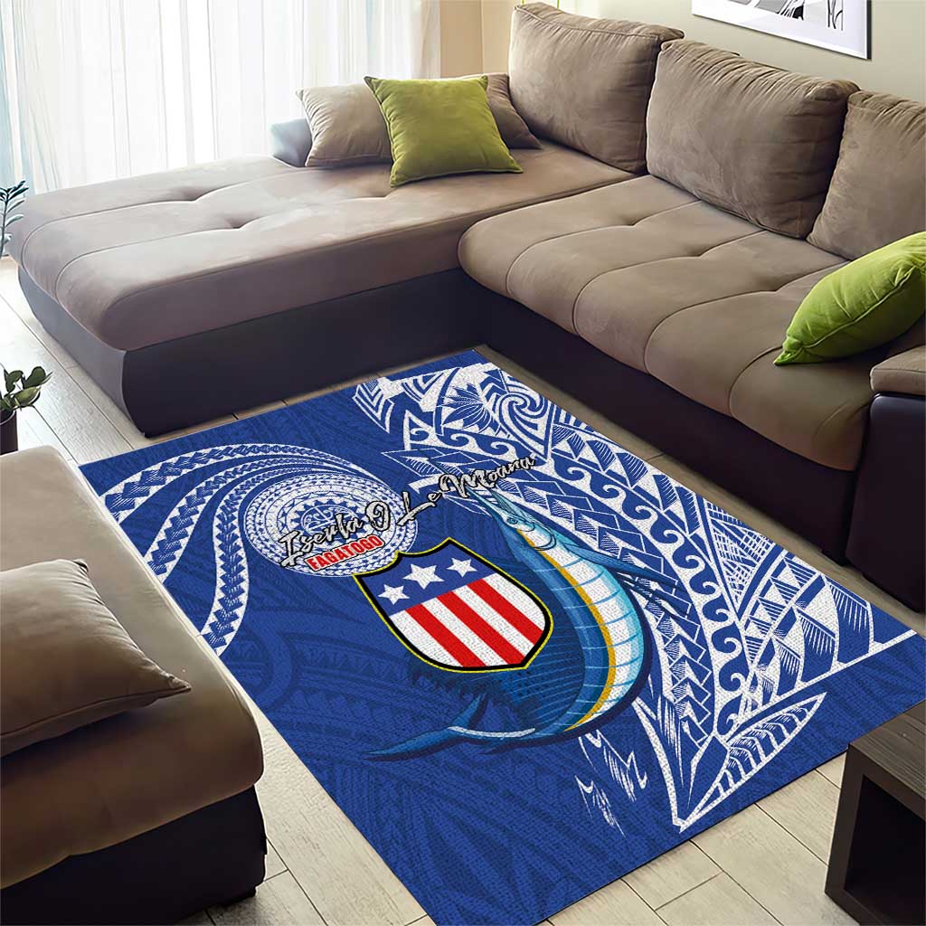 American Samoa Flag Day Area Rug Fautasi Race Fagatogo-Iseula O Le Moana Sailfish Tribal Style LT03 - Polynesian Pride