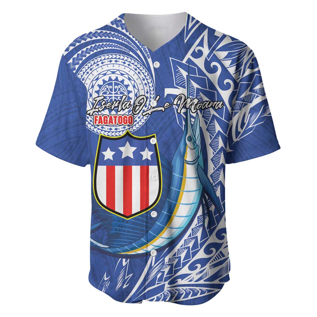 Personalised American Samoa Flag Day Baseball Jersey Fautasi Race Fagatogo-Iseula O Le Moana Sailfish Tribal Style