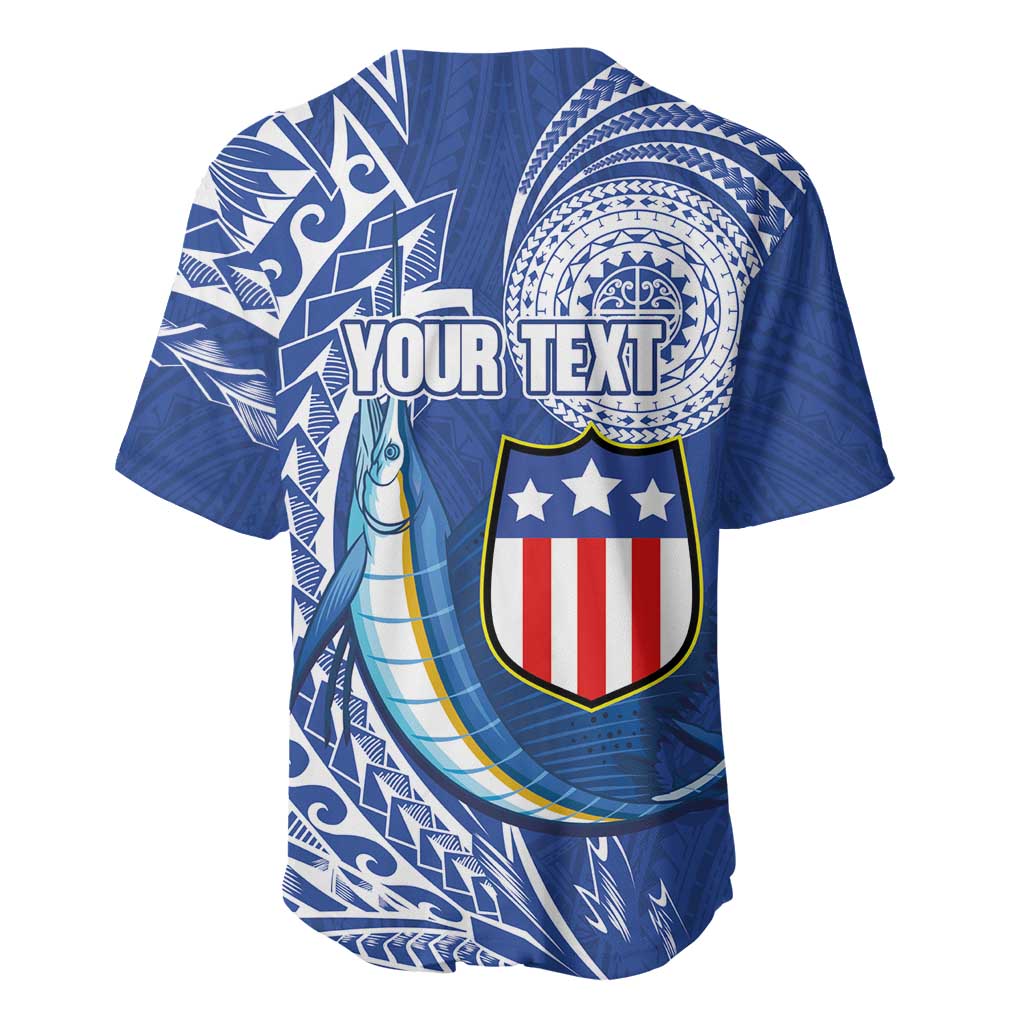 Personalised American Samoa Flag Day Baseball Jersey Fautasi Race Fagatogo-Iseula O Le Moana Sailfish Tribal Style