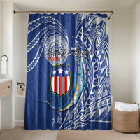 American Samoa Flag Day Bathroom Set Fautasi Race Fagatogo-Iseula O Le Moana Sailfish Tribal Style LT03 Shower Curtain Only Multicolor - Polynesian Pride