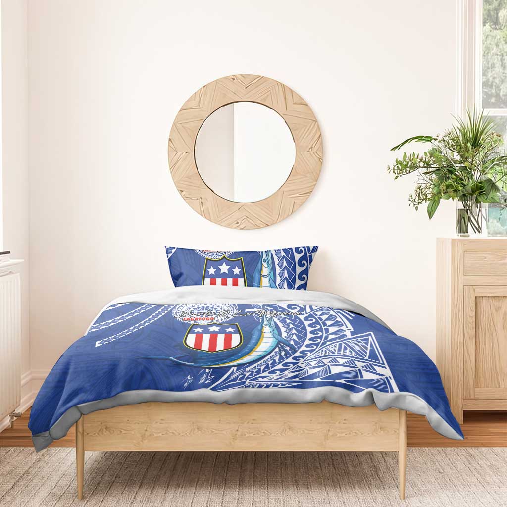 American Samoa Flag Day Bedding Set Fautasi Race Fagatogo-Iseula O Le Moana Sailfish Tribal Style LT03 - Polynesian Pride