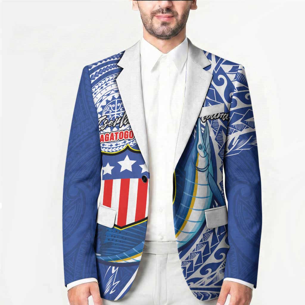 Personalised American Samoa Flag Day Blazer Fautasi Race Fagatogo-Iseula O Le Moana Sailfish Tribal Style LT03 - Polynesian Pride