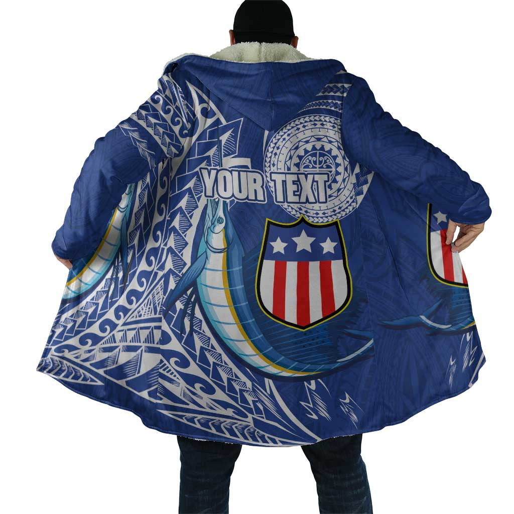 Personalised American Samoa Flag Day Cloak Fautasi Race Fagatogo-Iseula O Le Moana Sailfish Tribal Style