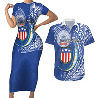 Personalised American Samoa Flag Day Couples Matching Short Sleeve Bodycon Dress and Hawaiian Shirt Fautasi Race Fagatogo-Iseula O Le Moana Sailfish Tribal Style LT03 Multicolor - Polynesian Pride