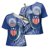 Personalised American Samoa Flag Day Cross Shoulder Shirt Fautasi Race Fagatogo-Iseula O Le Moana Sailfish Tribal Style LT03 - Polynesian Pride