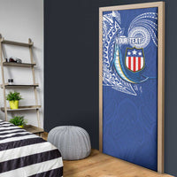Personalised American Samoa Flag Day Door Cover Fautasi Race Fagatogo-Iseula O Le Moana Sailfish Tribal Style LT03 - Polynesian Pride