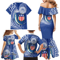 Personalised American Samoa Flag Day Family Matching Mermaid Dress and Hawaiian Shirt Fautasi Race Fagatogo-Iseula O Le Moana Sailfish Tribal Style LT03 - Polynesian Pride