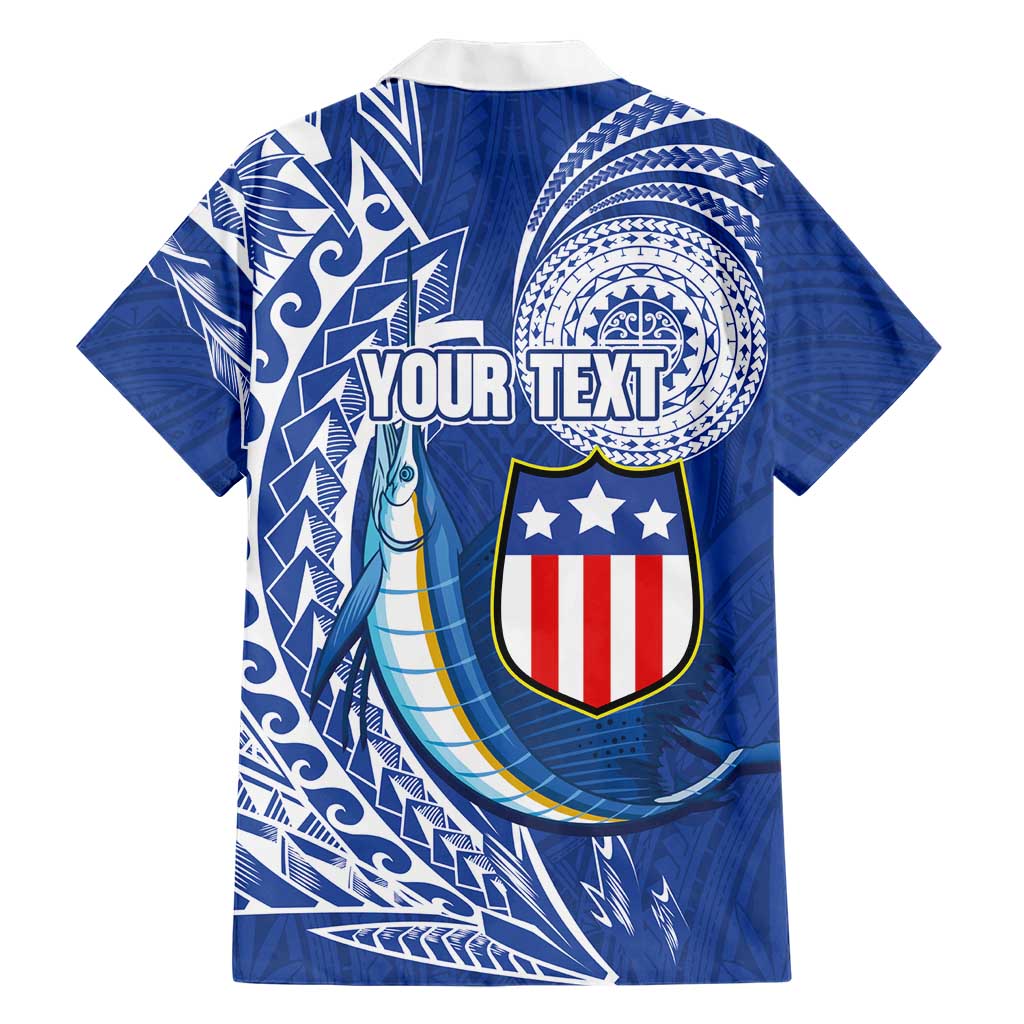 Personalised American Samoa Flag Day Family Matching Off The Shoulder Long Sleeve Dress and Hawaiian Shirt Fautasi Race Fagatogo-Iseula O Le Moana Sailfish Tribal Style LT03 - Polynesian Pride