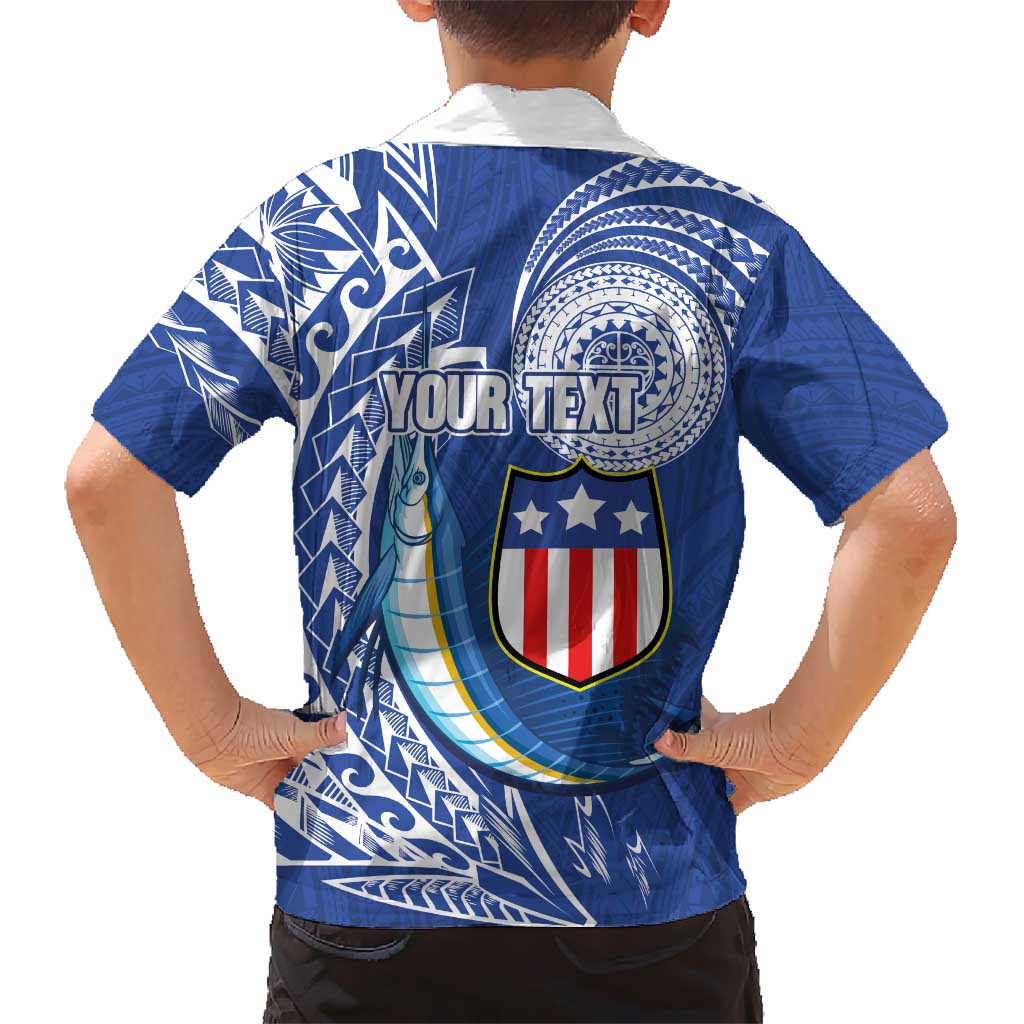 Personalised American Samoa Flag Day Family Matching Tank Maxi Dress and Hawaiian Shirt Fautasi Race Fagatogo-Iseula O Le Moana Sailfish Tribal Style LT03 - Polynesian Pride
