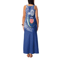 Personalised American Samoa Flag Day Family Matching Tank Maxi Dress and Hawaiian Shirt Fautasi Race Fagatogo-Iseula O Le Moana Sailfish Tribal Style LT03 - Polynesian Pride