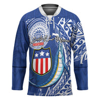 Personalised American Samoa Flag Day Hockey Jersey Fautasi Race Fagatogo-Iseula O Le Moana Sailfish Tribal Style