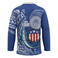 Personalised American Samoa Flag Day Hockey Jersey Fautasi Race Fagatogo-Iseula O Le Moana Sailfish Tribal Style