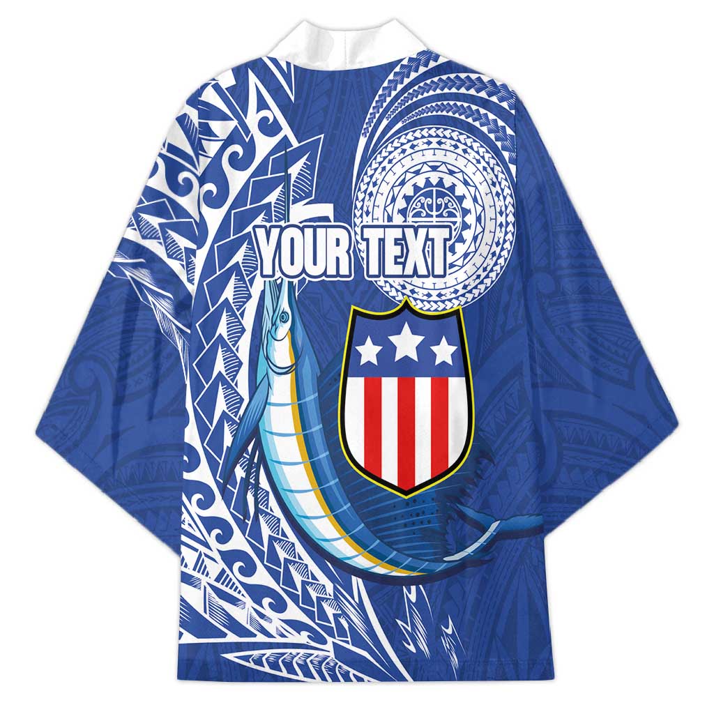 Personalised American Samoa Flag Day Kimono Fautasi Race Fagatogo-Iseula O Le Moana Sailfish Tribal Style