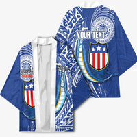 Personalised American Samoa Flag Day Kimono Fautasi Race Fagatogo-Iseula O Le Moana Sailfish Tribal Style