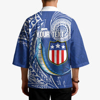 Personalised American Samoa Flag Day Kimono Fautasi Race Fagatogo-Iseula O Le Moana Sailfish Tribal Style