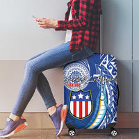 American Samoa Flag Day Luggage Cover Fautasi Race Fagatogo-Iseula O Le Moana Sailfish Tribal Style LT03 - Polynesian Pride