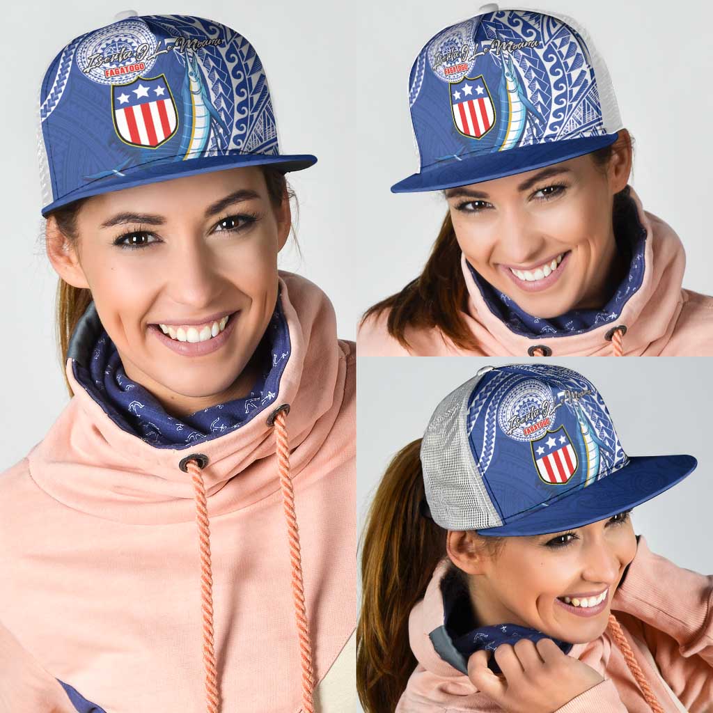 American Samoa Flag Day Mesh Trucker Cap Fautasi Race Fagatogo-Iseula O Le Moana Sailfish Tribal Style LT03 - Polynesian Pride