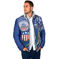 Personalised American Samoa Flag Day Padded Jacket Fautasi Race Fagatogo-Iseula O Le Moana Sailfish Tribal Style LT03 - Polynesian Pride