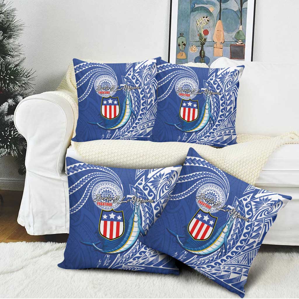 American Samoa Flag Day Pillow Cover Fautasi Race Fagatogo-Iseula O Le Moana Sailfish Tribal Style