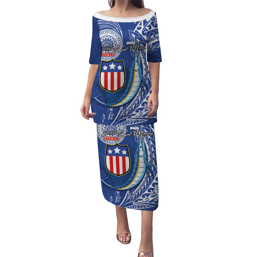 Personalised American Samoa Flag Day Puletasi Fautasi Race Fagatogo-Iseula O Le Moana Sailfish Tribal Style