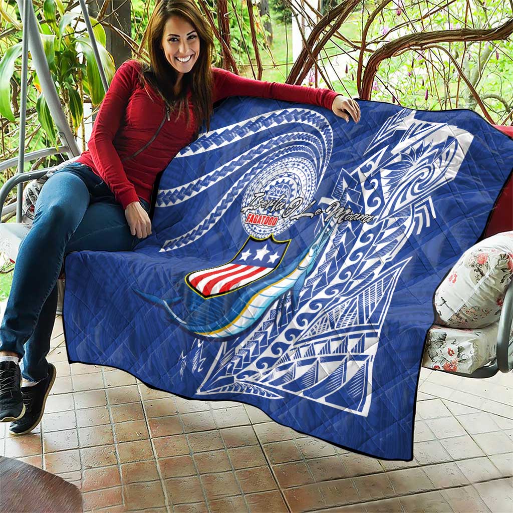 American Samoa Flag Day Quilt Fautasi Race Fagatogo-Iseula O Le Moana Sailfish Tribal Style
