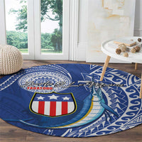 American Samoa Flag Day Round Carpet Fautasi Race Fagatogo-Iseula O Le Moana Sailfish Tribal Style