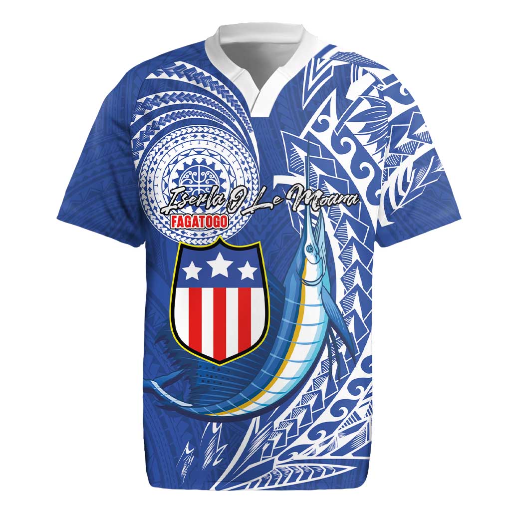 Personalised American Samoa Flag Day Rugby Jersey Fautasi Race Fagatogo-Iseula O Le Moana Sailfish Tribal Style