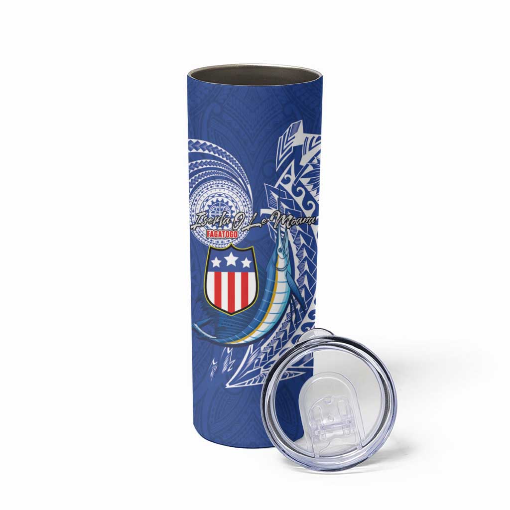 American Samoa Flag Day Skinny Tumbler Fautasi Race Fagatogo-Iseula O Le Moana Sailfish Tribal Style LT03 - Polynesian Pride