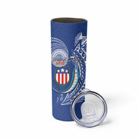 American Samoa Flag Day Skinny Tumbler Fautasi Race Fagatogo-Iseula O Le Moana Sailfish Tribal Style LT03 - Polynesian Pride