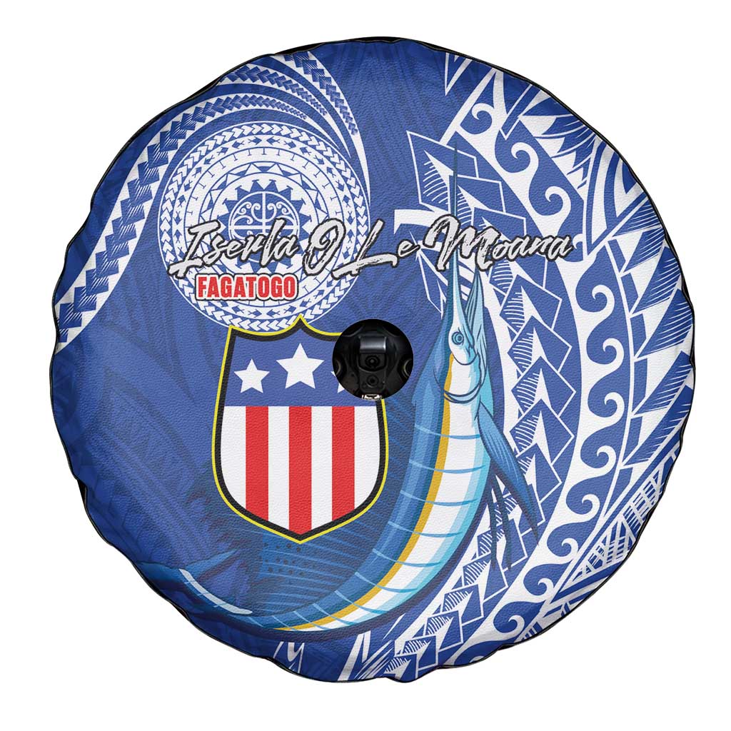 American Samoa Flag Day Spare Tire Cover Fautasi Race Fagatogo-Iseula O Le Moana Sailfish Tribal Style LT03 - Polynesian Pride
