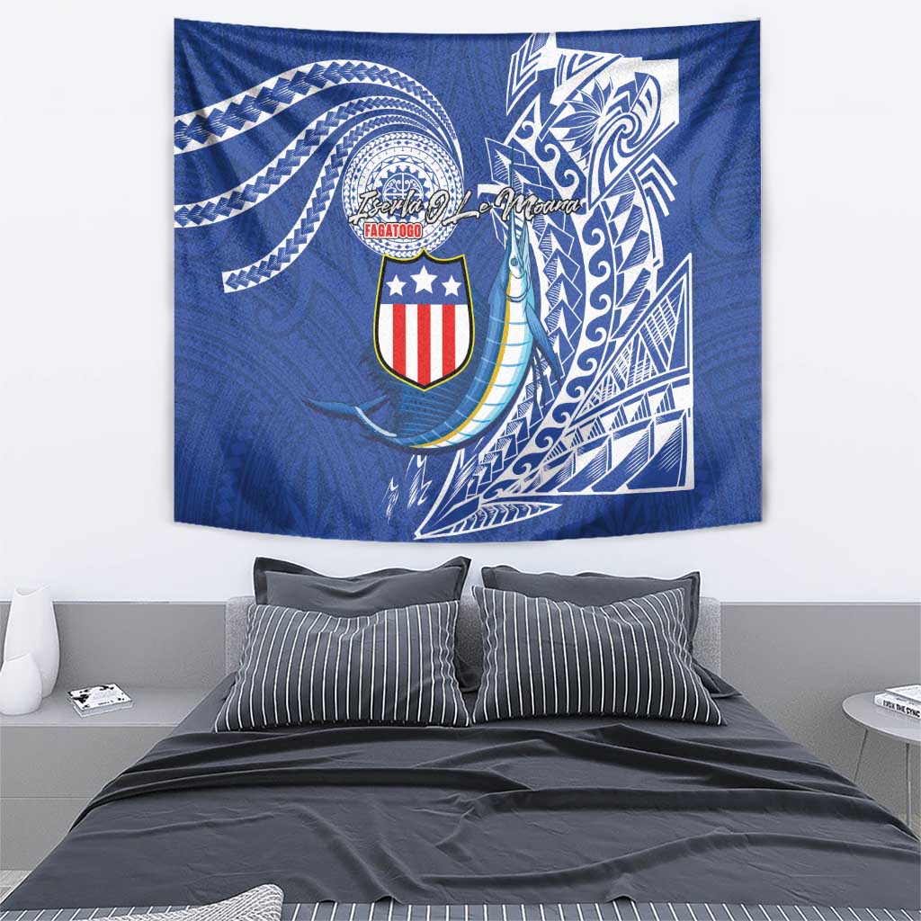 American Samoa Flag Day Tapestry Fautasi Race Fagatogo-Iseula O Le Moana Sailfish Tribal Style LT03 - Polynesian Pride