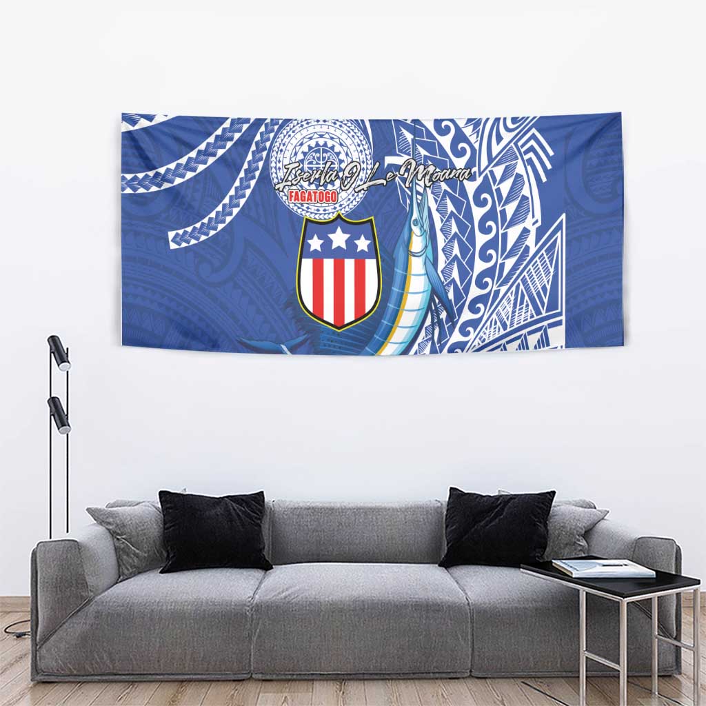 American Samoa Flag Day Tapestry Fautasi Race Fagatogo-Iseula O Le Moana Sailfish Tribal Style LT03 - Polynesian Pride