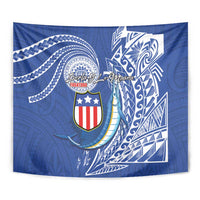 American Samoa Flag Day Tapestry Fautasi Race Fagatogo-Iseula O Le Moana Sailfish Tribal Style LT03 - Polynesian Pride