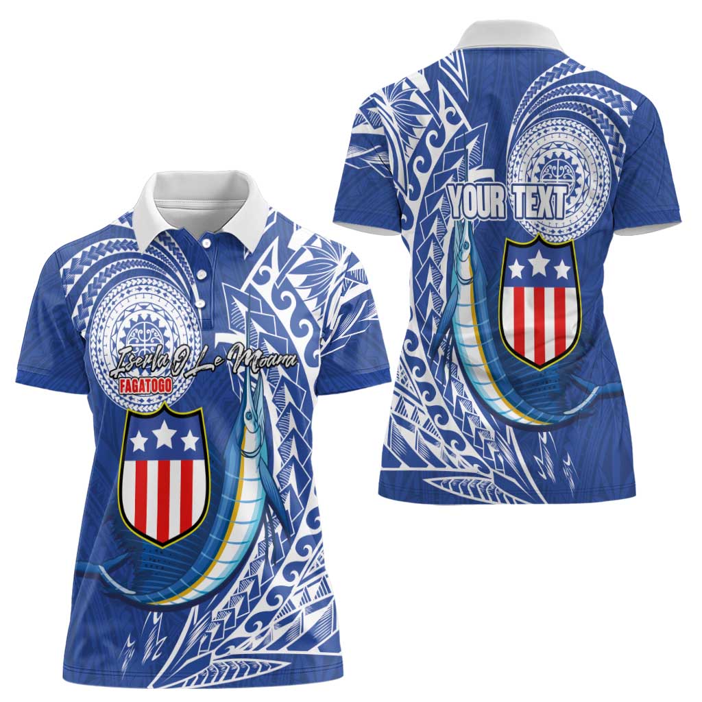 Personalised American Samoa Flag Day Women Polo Shirt Fautasi Race Fagatogo-Iseula O Le Moana Sailfish Tribal Style LT03 - Polynesian Pride