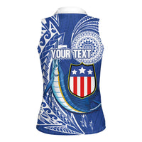 Personalised American Samoa Flag Day Women Sleeveless Polo Shirt Fautasi Race Fagatogo-Iseula O Le Moana Sailfish Tribal Style LT03 - Polynesian Pride