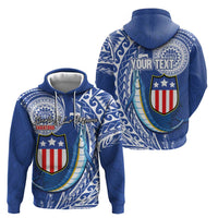 Personalised American Samoa Flag Day Zip Hoodie Fautasi Race Fagatogo-Iseula O Le Moana Sailfish Tribal Style LT03 - Polynesian Pride