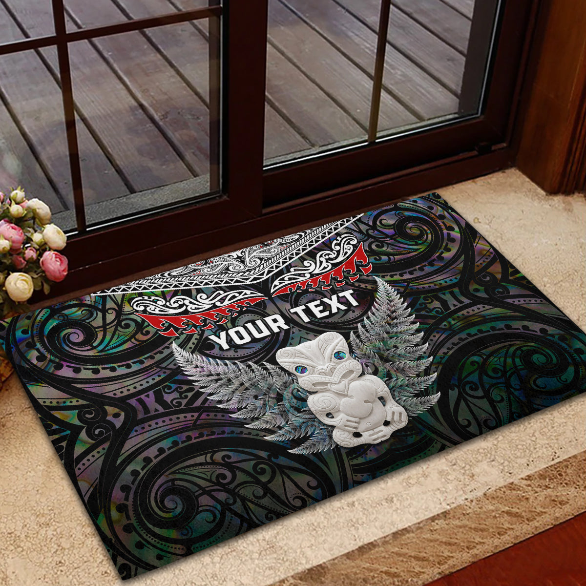 New Zealand Hei Tiki Rubber Doormat Maori Green Papua Shell Pattern LT03 - Polynesian Pride
