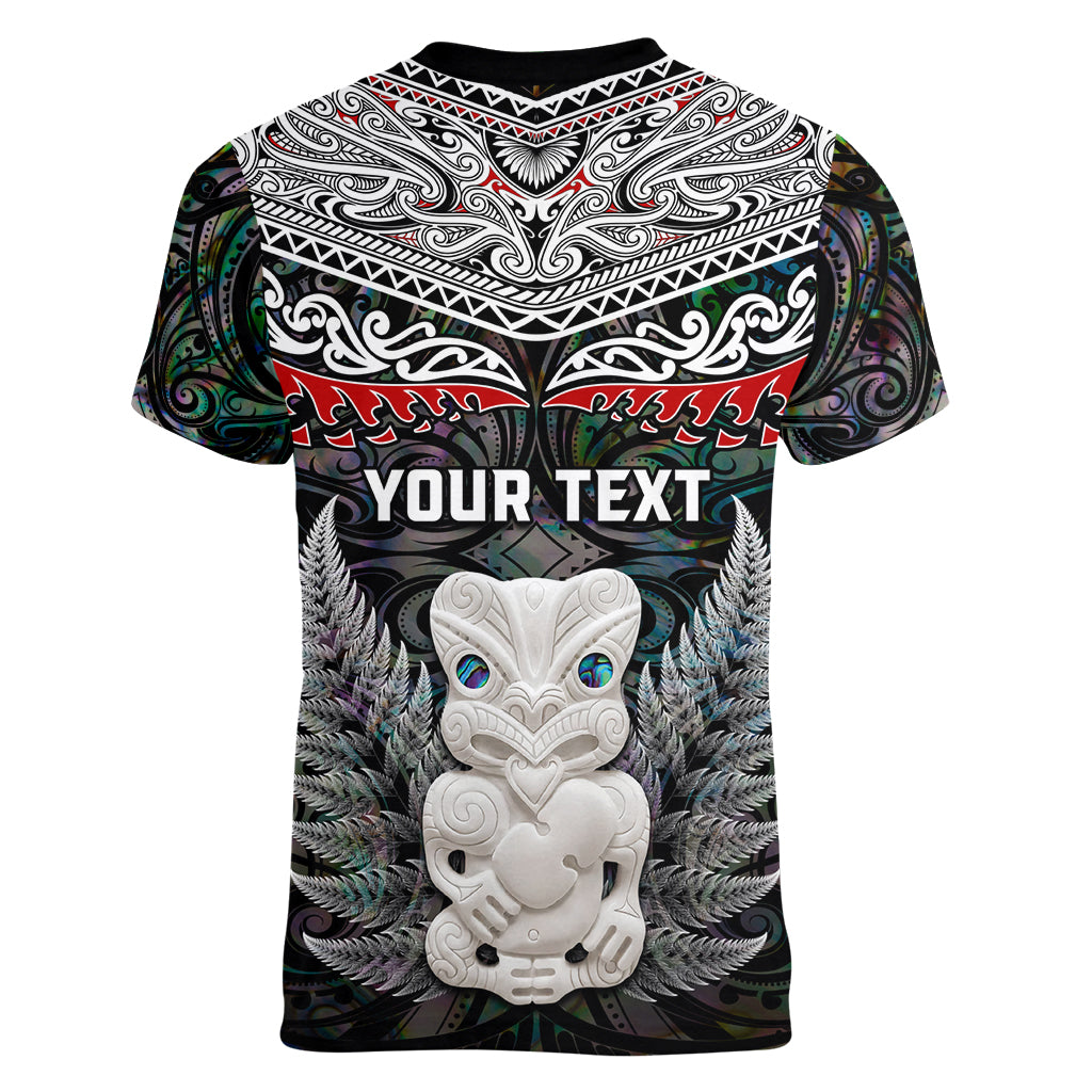 New Zealand Hei Tiki Women V Neck T Shirt Maori Green Papua Shell Pattern LT03 - Polynesian Pride