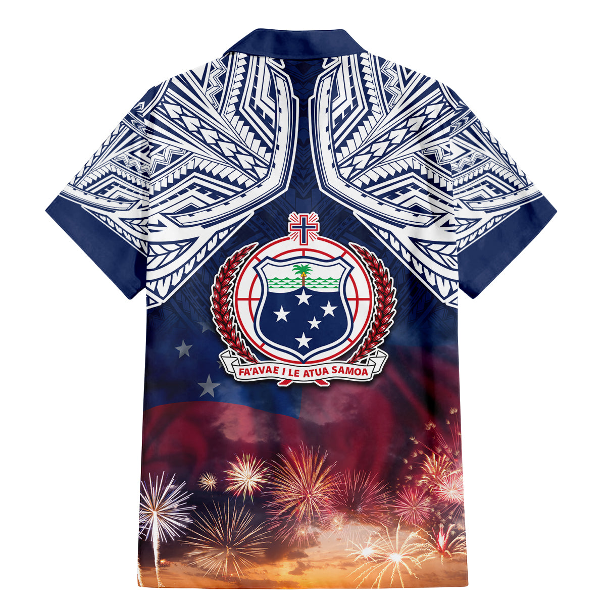Samoa Indenpendence Day Family Matching Mermaid Dress and Hawaiian Shirt Sky Fireworks with Flag Style LT03 - Polynesian Pride