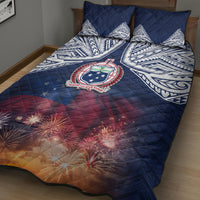 Samoa Indenpendence Day Quilt Bed Set Sky Fireworks with Flag Style LT03 - Polynesian Pride