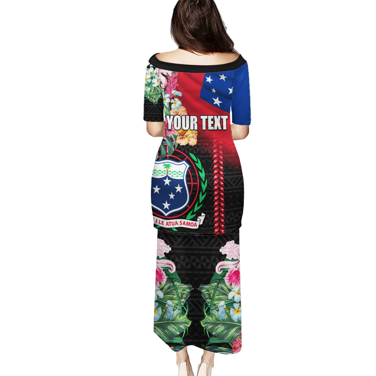 Personalised Samoa Indenpendence Day Puletasi Tropical Samoan Coat of Arms With Siapo Pattern LT03 - Polynesian Pride