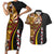 Samoa Siapo Ula Fala Couples Matching Short Sleeve Bodycon Dress and Hawaiian Shirt Polynesian Tribal Pattern LT03 Black - Polynesian Pride