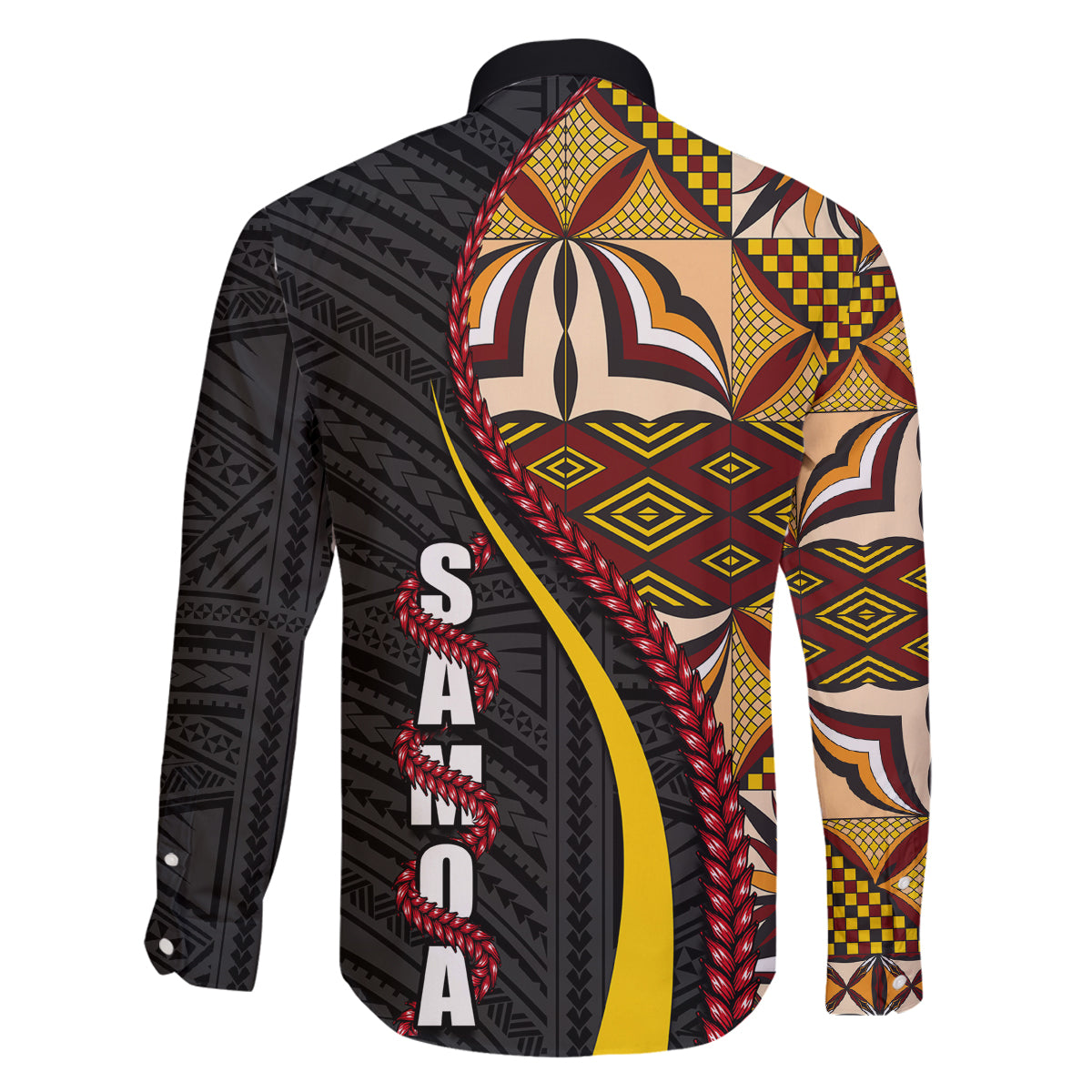 Samoa Siapo Ula Fala Family Matching Off Shoulder Short Dress and Hawaiian Shirt Polynesian Tribal Pattern LT03 - Polynesian Pride