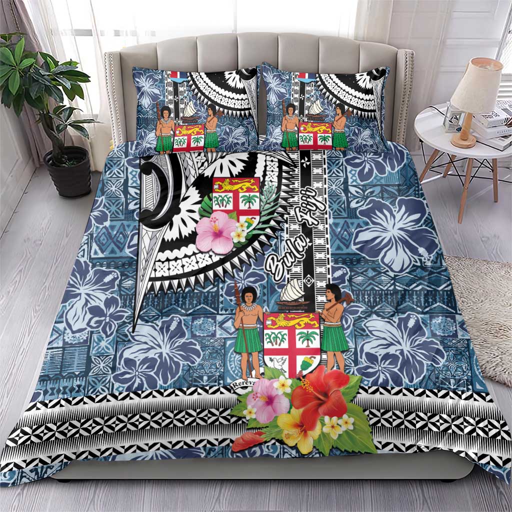 Fiji Day Bedding Set Traditional Tapa with Hibiscus and Emblems