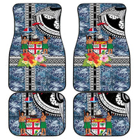 Fiji Day Car Mats Traditional Tapa with Hibiscus and Emblems