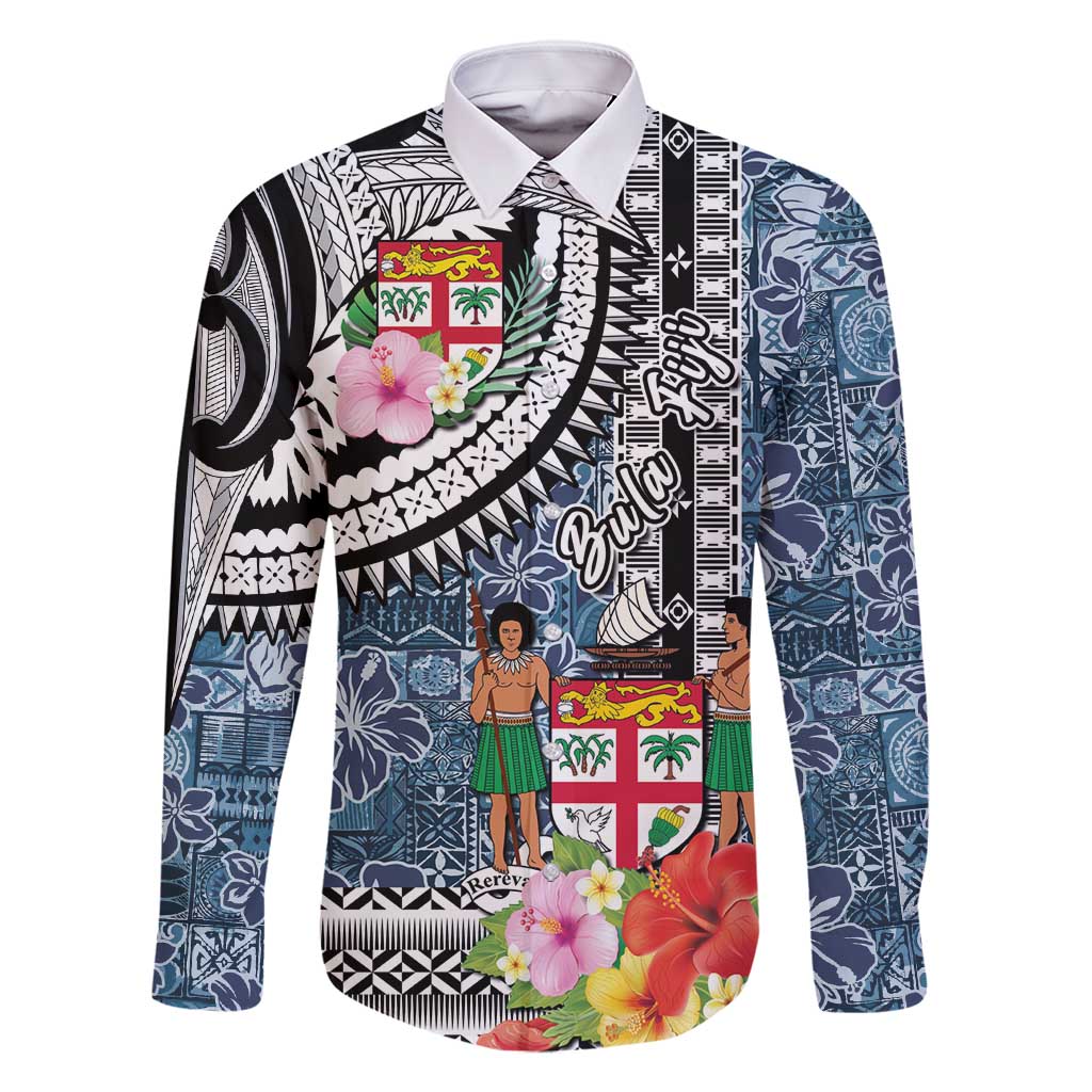 Fiji Day Family Matching Summer Maxi Dress and Hawaiian Shirt Traditional Tapa with Hibiscus and Emblems