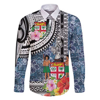 Fiji Day Family Matching Summer Maxi Dress and Hawaiian Shirt Traditional Tapa with Hibiscus and Emblems