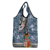 Fiji Day Grocery Bag Traditional Tapa with Hibiscus and Emblems